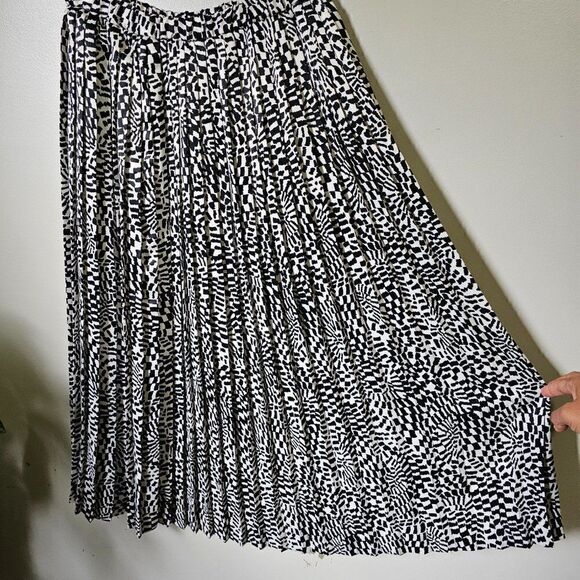 EUC VINTAGE EVAN PICONE ACCORDION BLACK WHITE PRINT MAXI SKIRT SIZE 8 / M - Picture 3 of 12